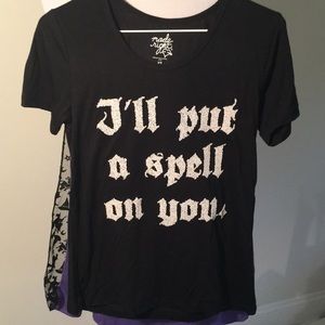 NWOT “ I’ll Put a Spell on You” black T-shirt with capes